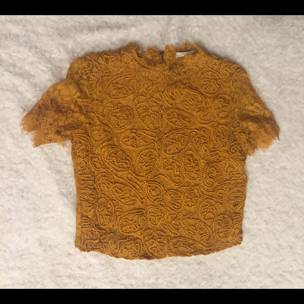 Mustard Lace Crop Top